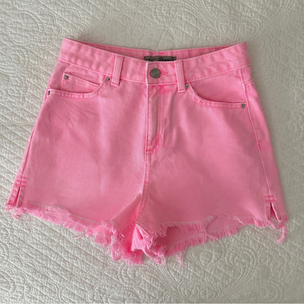 Primark Denim Co High Waisted Neon Pink Jean Shorts Women's Size 2